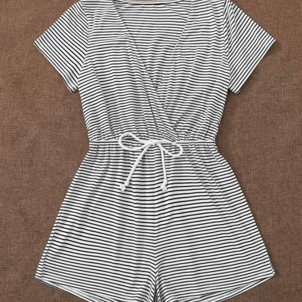 Black and white striped romper